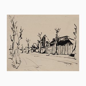 Dibujo Village - Original Ink de E. De Tomi - 1947 1947