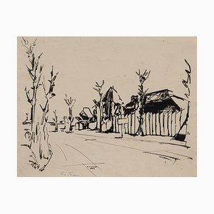 Villaggio - Disegno originale ad inchiostro di E. De Tomi - 1947 1947