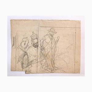 Figures - Pencil Drawing by Gabriele Galantara - Early 20th Century Early 20th Century