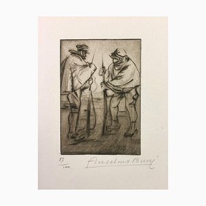 Le Releve - Original Etching by Anselmo Bucci - 1915 1915