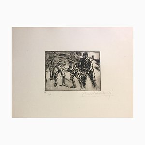 Grabado La Chaîne - Original Etching de Anselmo Bucci - 1917 1917