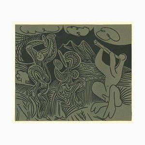 Danseurs et Musicien - Reproduction de Linogravure d'Après Pablo Picasso - 1962 1962
