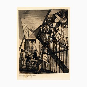 Escalier de la Fiuration - Aguafuerte y aguatinta de Charles Pierre Renouard 1881