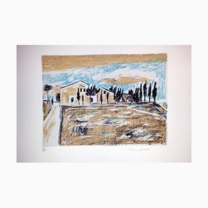 Casolari e Cipressi - Original Lithograph by Orfeo Tamburi - 1970s 1970s