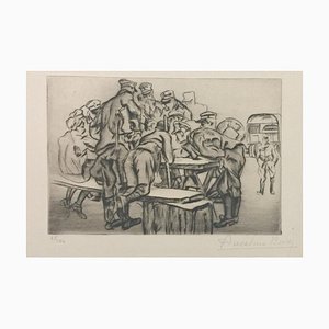 Gravure à l'Eau-Forte Originale La Paye par Anselmo Bucci - 1917 1917