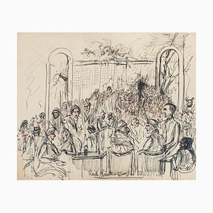 The Meeting - Original Pen and Watercolor- by Gustave Bourgogne - 1933 1933