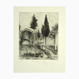 Poggio a Caiano - Original Etching and Drypoint by A. Soffici - 1964 1964