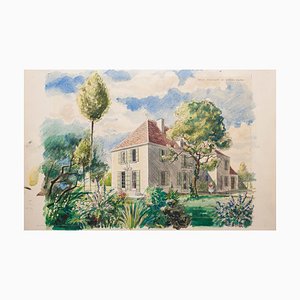 Homes - Original Watercolor on Paper by Emile Deschler - 1970s 1970s