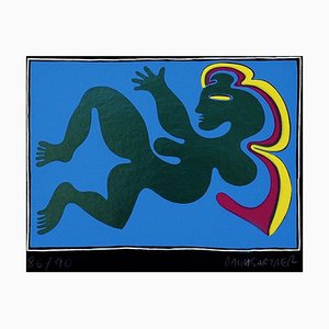 Woman in Blue - Original Screen Print by Fritz Baumgartner - 1970 ca. 1970 ca.