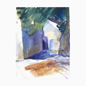 Shadow and Tree - Original Aquarell von Armin Guther - 1986/88 1986/88