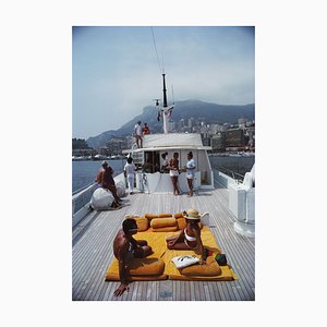 Scotti's Yacht Oversize C Print Framed in White by Slim Aarons