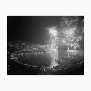 Fireworks At Monaco Archival Pigment Print Framed in White by Bettmann