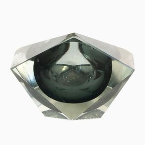 Transparent and Anthracite Gray Ashtray Submerged in Murano Glass in the Style of Flavio Poli, 1960s