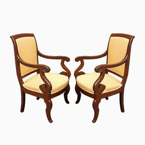 Charles X Inlaid Armchairs, Set of 2