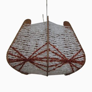 Skandinavische Deckenlampe aus Holz & Draht, 1960er