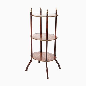 Antique Victorian 3-Tier Oval Inlaid Stand, 1860s