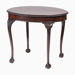 Antique Oval Carved Mahogany Centre Table, 1880s