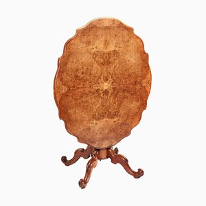 Antique Victorian Burr Walnut Tilt-Top Centre Table, 1850s