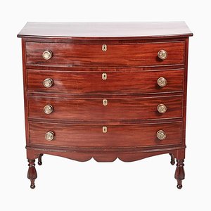 Antique American Georgian Mahogany Bowfront Chest of Drawers