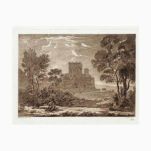 Paysage deLiber Veritatis - Gravure Originale B / W d'après Claude Lorrain - 1815 1815