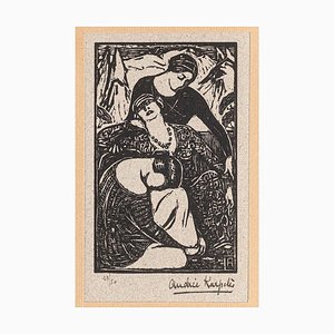 The Widow - Original Woodcut Prints by A. Karpèles - 1930s 1930s