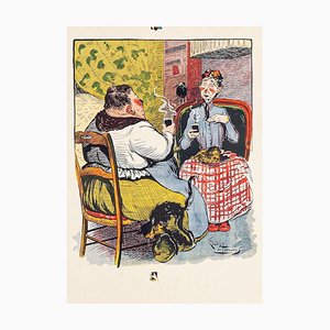 Lithographie Coffee Time - Original par I. de Beauvais - 1900 1900