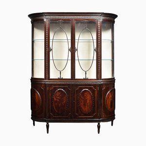 Large Antique Mahogany Bow Ended Display Cabinet