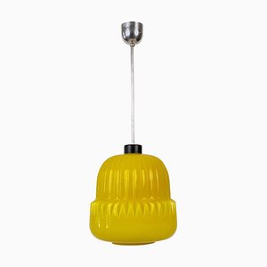 Modern Yellow Glass Globe Pendant Lamp, 1960s