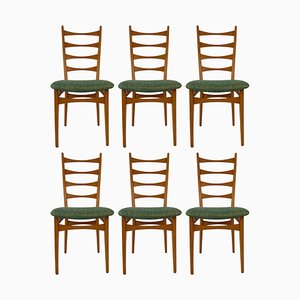 Mid-Century Danish Modern Ladder Back Dining Chairs, 1950s, Set of 6