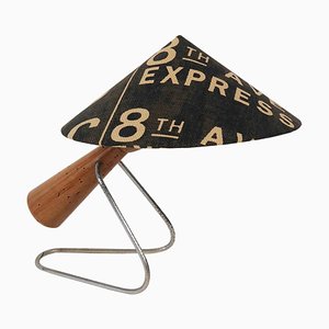 Mid-Century Tischlampe mit Schirm aus Andrew Marten Linen, 1950er