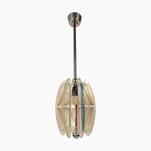 Mid-Century Acrylic & Mono Filament Pendant Lamp with Color Accents, Czech Republic, 1950s