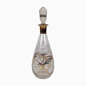 Carafe Mid-Century Style Cabana en Verre avec Motif Floral Peint à la Main, 1950s