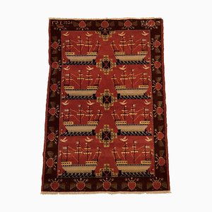 Tapis Scandinave Double Face avec Navires et Mouettes, 1934