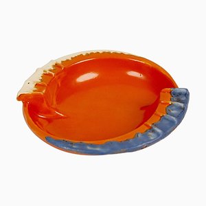 Cabana Style Ceramic Coral-Colored Pipe Ashtray, 1930s