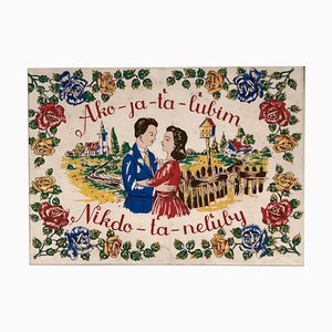 Hand-Coloured Block Print on Textile, 1940er