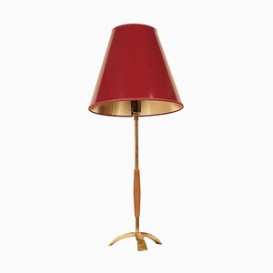 Mid-Century Brass and Wood Table Lamp by J.T. Kalmar, 1950s