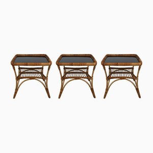 Mid-Century Italian Bamboo Garden Coffee Table & Chairs, 1960s, Set of 3