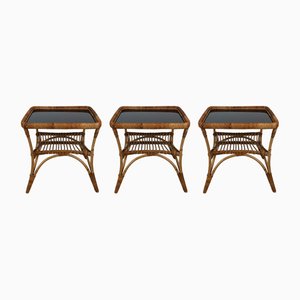 Table Basse et Chaises de Jardin Mid-Century en Bambou, Italie, 1960s, Set de 3