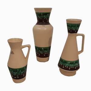 Jarrones era espacial de cerámica de Bay Keramik, años 60. Juego de 3