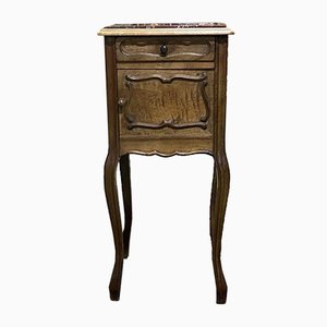 Louis XV Walnut Nightstand with Marble Top, 1930s