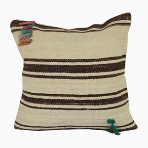 Turkish Embroidered Organic Hemp Kilim Cushion Cover