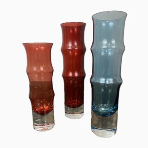 Swedish Bamboo Glass Vases by Bo Borgström for Åseda Glasbruk, 1960s, Set of 3