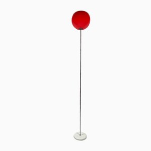 Floor Lamp with Red Shade, 1970s