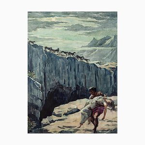 The Rescue - Tinta original y acuarela de Gino Spalmach - años 20 1920