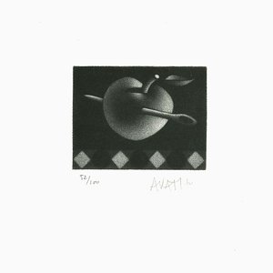 Needle in Apple - Original Etching on Paper by Mario Avati - 20th Century 20th Century