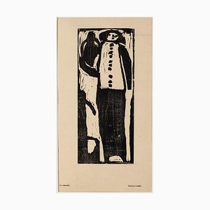 Figure - Original Woodcut Print by Amadore Porcella - Early 20th Century Early 20th Century