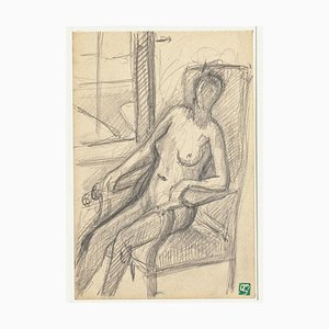 Nude - Original Drawing in Pencil by Pierre Guastalla - Late 20th century Late 20th century