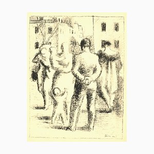 Litografia Walking Walking - Litografia originale di W. Gimmi - Inizi del XX secolo