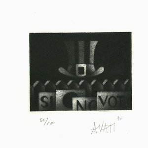 Sombrerero original grabado sobre papel de Mario Avati, años 60