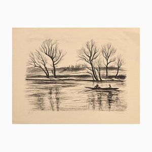 River - Original Lithograph on Paper by Pierre Frachon-Forcade - 20th Century 20th Century